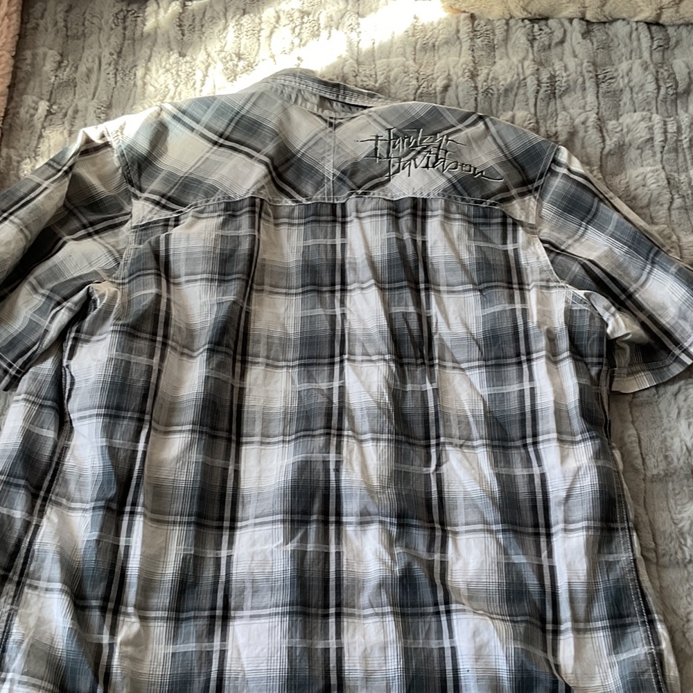 Harley-Davidson Men's Monochrome Plaid Shirt - Picture 3 of 4